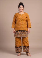 Diwali Plus Size Cotton Co-ord Set – Block Print Short Kurta & Palazzo (Size 48 to 54) 9