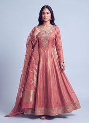 Diwali Tissue Anarkali Gown – NC Moss with Zardozi Yoke & Ring Motif Dupatta 7
