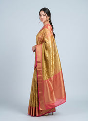 Diwali Gold Tissue Silk Saree – Jacquard Weave with Rich Pallu & Contrast Border in 4 Colours 9
