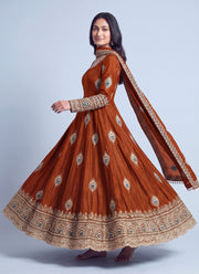 Diwali Peacock Anarkali Gown – Fendy Silk with Sequin Embroidery Dupatta & Pant 7