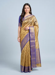 Diwali Gold Tissue Silk Saree – Jacquard Weave with Rich Pallu & Contrast Border in 4 Colours 11