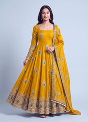 Diwali Peacock Anarkali Gown – Fendy Silk with Sequin Embroidery Dupatta & Pant 8