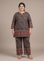 Diwali Plus Size Cotton Co-ord Set – Block Print Short Kurta & Palazzo (Size 48 to 54) 11