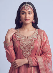 Diwali Tissue Anarkali Gown – NC Moss with Zardozi Yoke & Ring Motif Dupatta 9