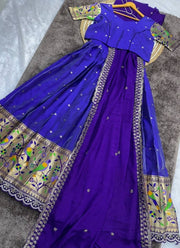Diwali Paithani Lehenga for Kids – Parrot Zari Border & Silk Dupatta 9