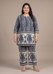Diwali Plus Size Cotton Co-ord Set – Block Print Short Kurta & Palazzo (Size 48 to 54) 12