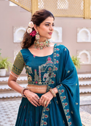 Pure Vichitra Embroidered Lehenga Choli Set 3