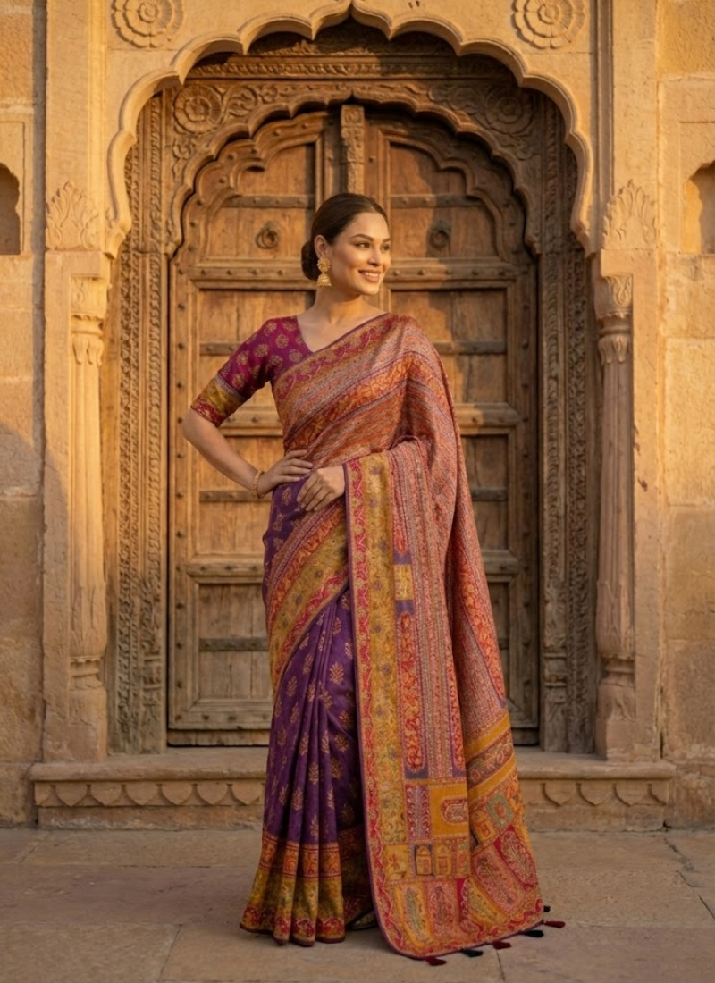 Pure Kani Silk Saree with Silk Mark Certified