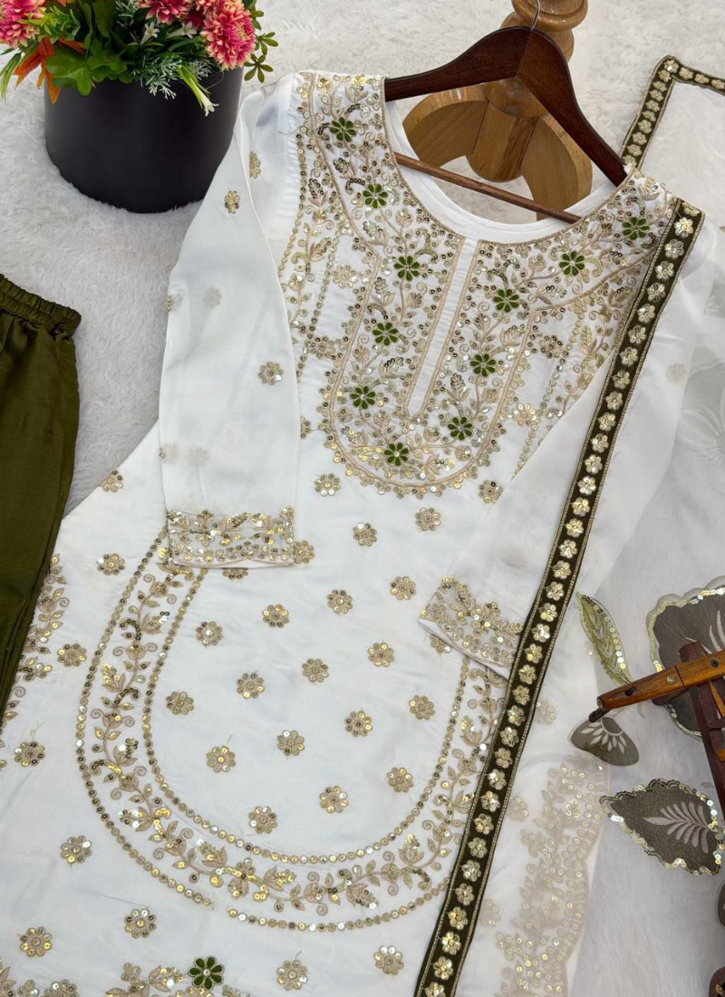 Sharara Suit in GMY Silk with Heavy Embroidery, Sequins Work & Organza Dupatta