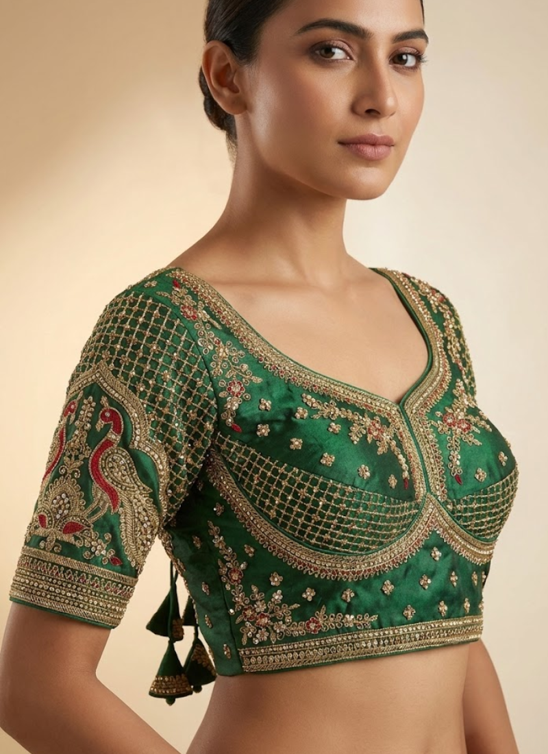 Partywear Women’s Blouse with Premium Padding & Back‑Open Design