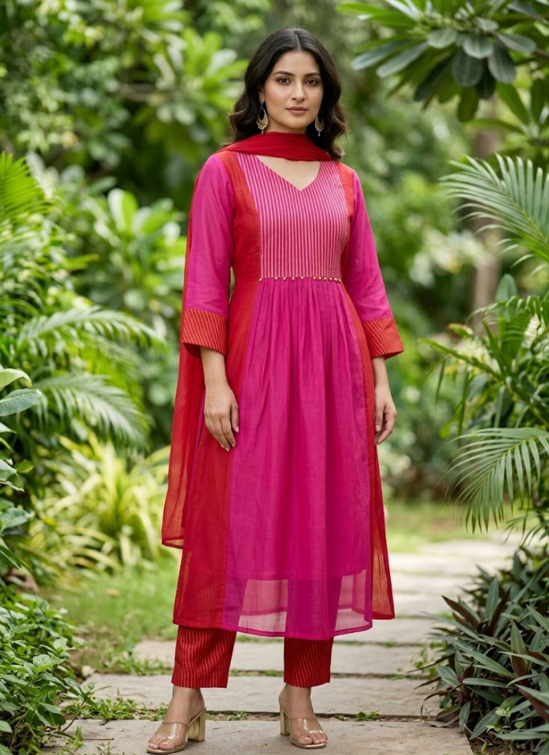 Pure Mul Chanderi Kurta Pant Set | Elegant Indian Traditional Wear Australia Australia