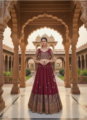 Pure Vichitra Embroidered Lehenga Choli Ensemble 13