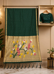 Cotton Paithani Saree – Zari Buttis & Pallu with Blouse 10