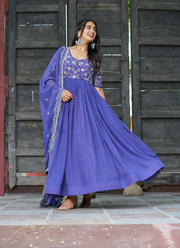 Luxury Faux Blooming Anarkali Dress with Sequins Embroidery 10
