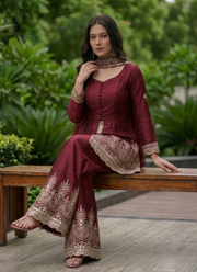 Fandy Silk Kurta Palazzo Set with Mirror Work, Indian Clothing Online Australia 12