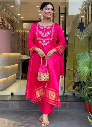 Viscose Silk Punjabi Suit with Embroidered Dupatta Elegance 10