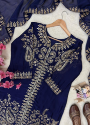 Rangoli Silk Kurti Palazzo Set with Embroidered Dupatta 10