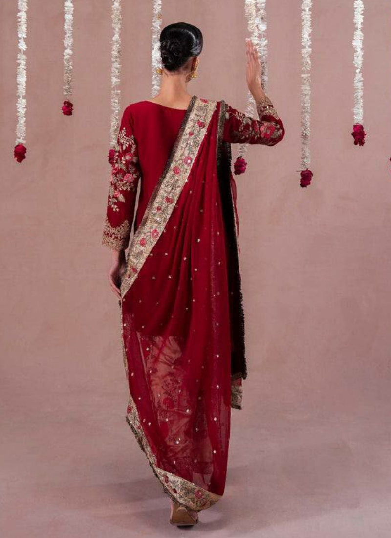Georgette Patiyala Set with Mirror Embroidery