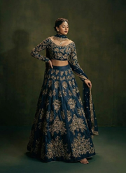 Heavy Chinon Silk Lehenga Choli with Sequins & Zari Embroidery + Lace Dupatta 11