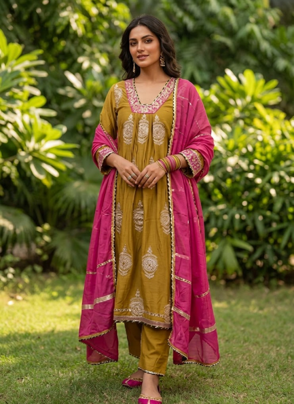 Benaras Mul Chanderi Kurta Set | Luxury Indian Traditional Fashion Australia