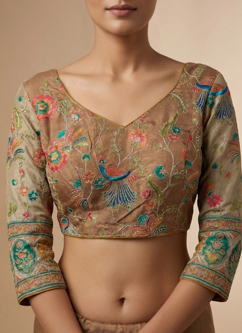 Exclusive Wedding Blouse in Pure Crepe with 3/4 Sleeves