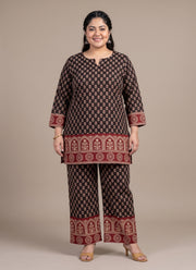 Diwali Plus Size Cotton Co-ord Set – Block Print Short Kurta & Palazzo (Size 48 to 54) 13