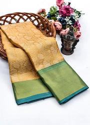 Diwali Gold Tissue Silk Saree – Jacquard Weave with Rich Pallu & Contrast Border in 4 Colours 7