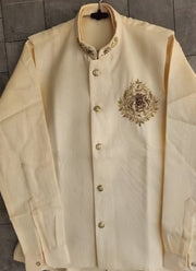 Diwali Linen Koti Set for Men – Handwork Brooch Koti, Shirt & Polo Pant 8