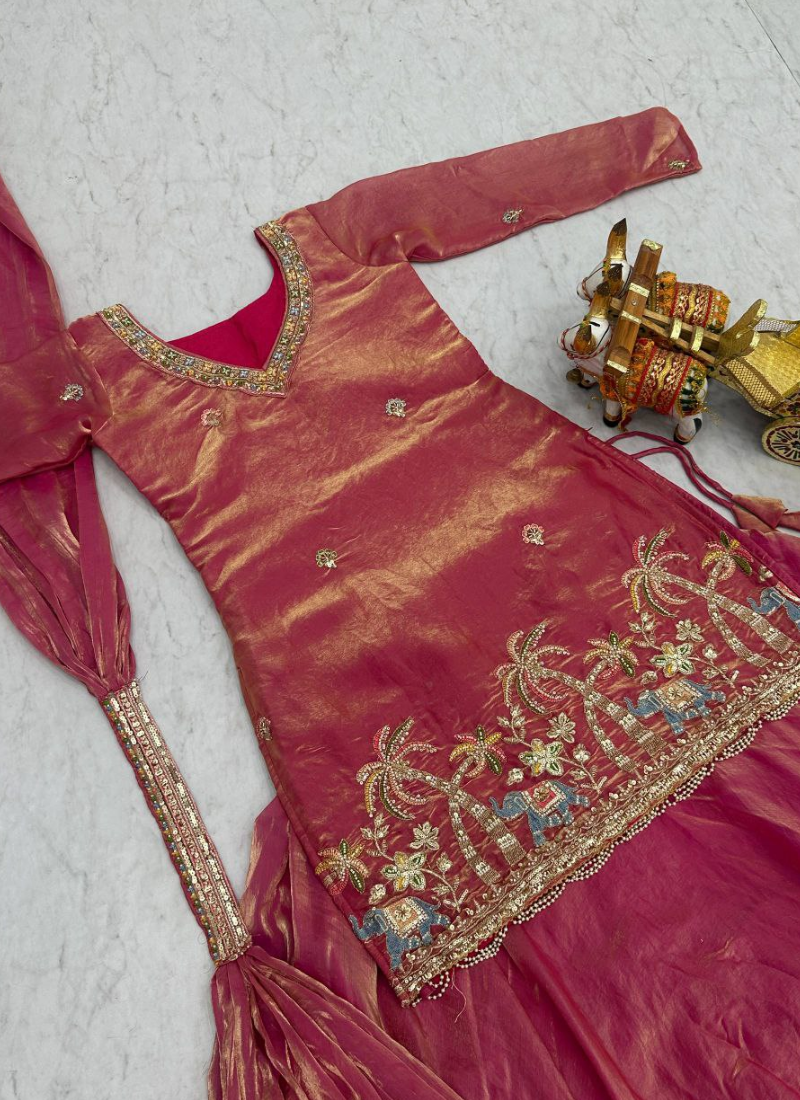 Fendy Kurti Lehenga Set with Embroidered Dupatta