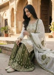 Sharara Suit in GMY Silk with Heavy Embroidery, Sequins Work & Organza Dupatta 6