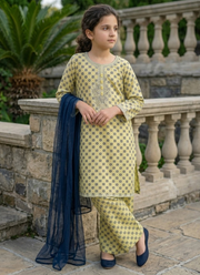 Girl’s 3‑Piece Embroidered Cotton Midi Shirt Set 4