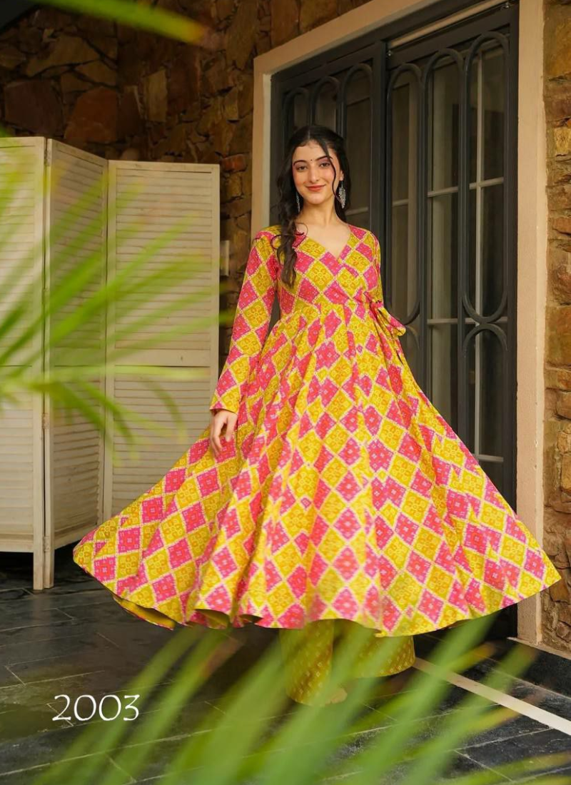 Heavy Rayon Anarkali Gown with Digital Print & 3.5m Flair
