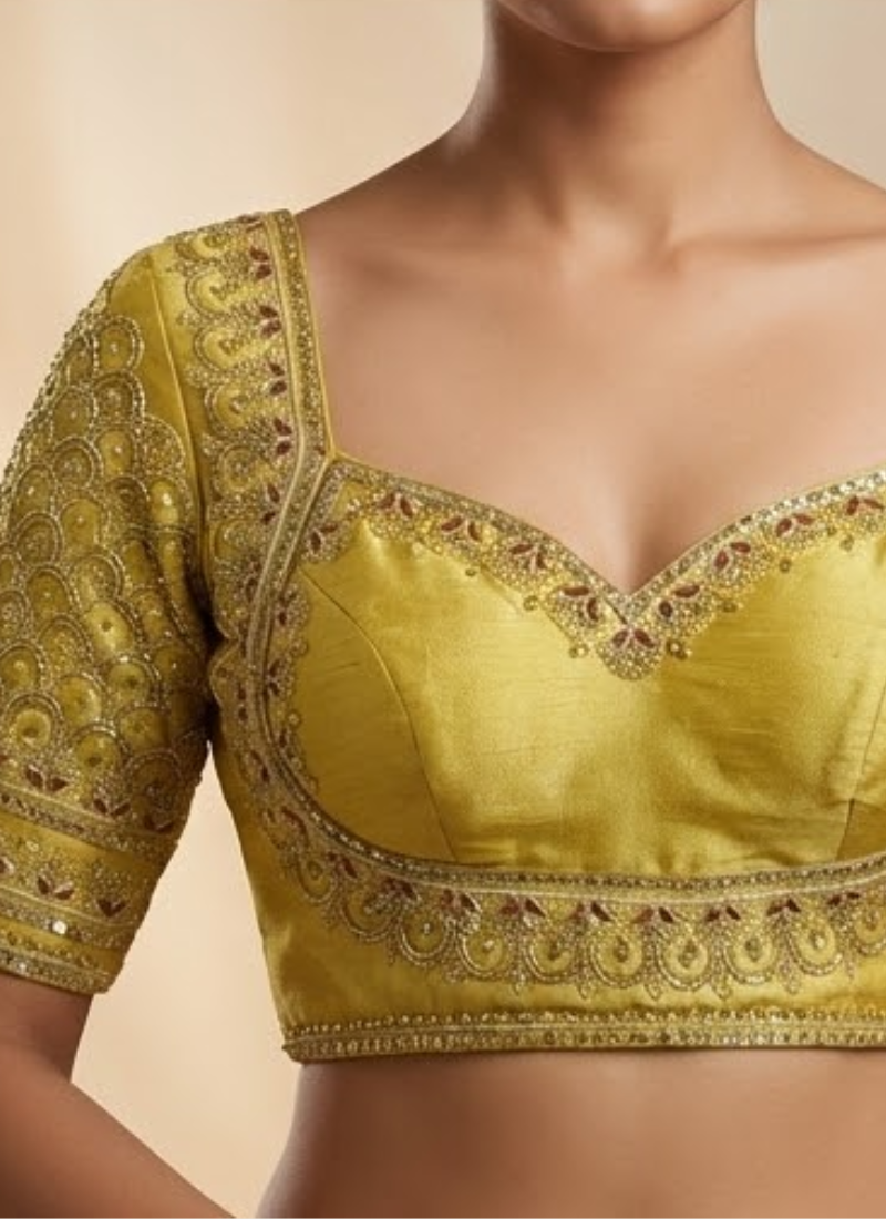 Italian Silk Women’s Blouse with Sequins & Handwork Partywear Design