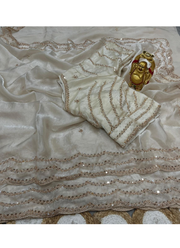 Pure Fandy Satin Silk Saree with Rose Gold Beadwork 11