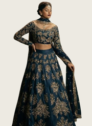 Heavy Chinon Silk Lehenga Choli with Sequins & Zari Embroidery + Lace Dupatta 1