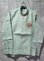 Diwali Linen Koti Set for Men – Handwork Brooch Koti, Shirt & Polo Pant 11