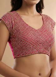 Pure Silk Handcrafted Blouse with Pearl & Beads Work 14