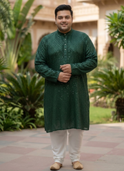 Plus Size Men's Lucknowi Kurta Pyjama Set | Indian Men's Ethnic Fashion Australia 3
