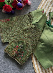 Banarasi Jacquard Silk Blouse with Heavy Handwork 9