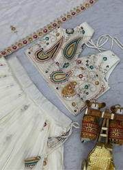 Pure Vichitra Heavy Embroidered Lehenga Choli 12