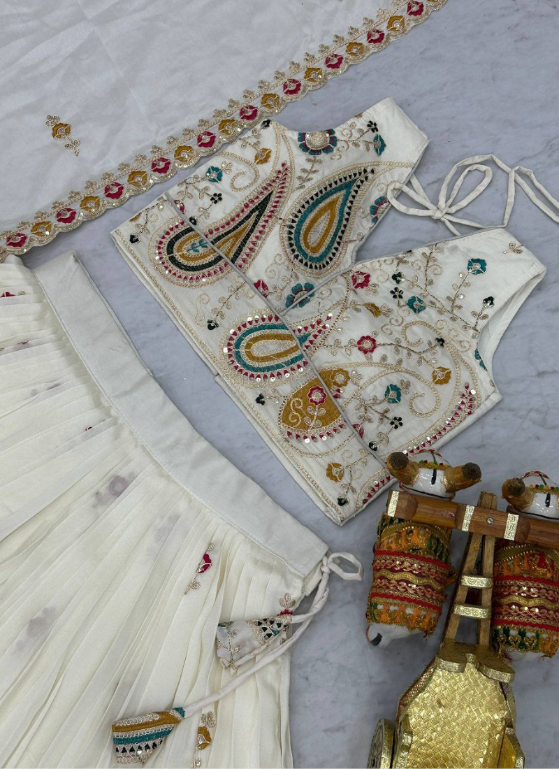 Pure Vichitra Heavy Embroidered Lehenga Choli