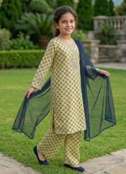 Girl’s 3‑Piece Embroidered Cotton Midi Shirt Set 5