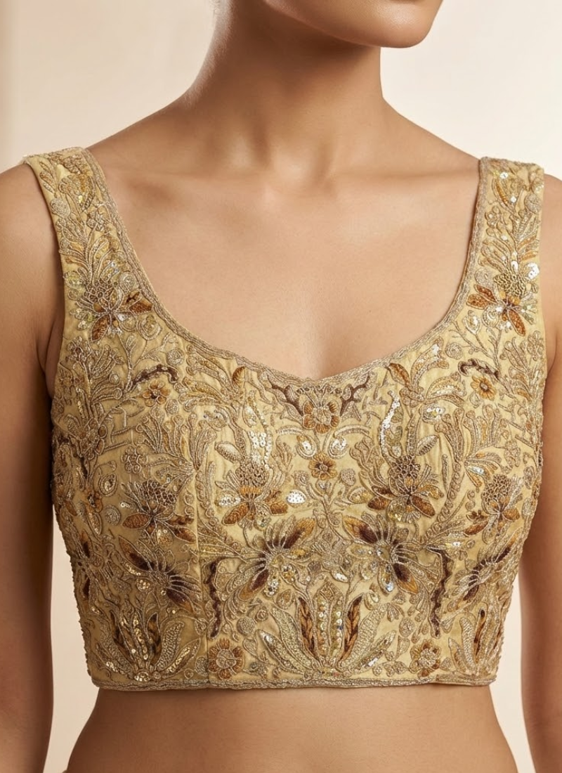 Heavy Velvet Partywear Blouse with Front Open Style