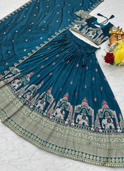 Pure Vichitra Embroidered Lehenga Choli Set 12