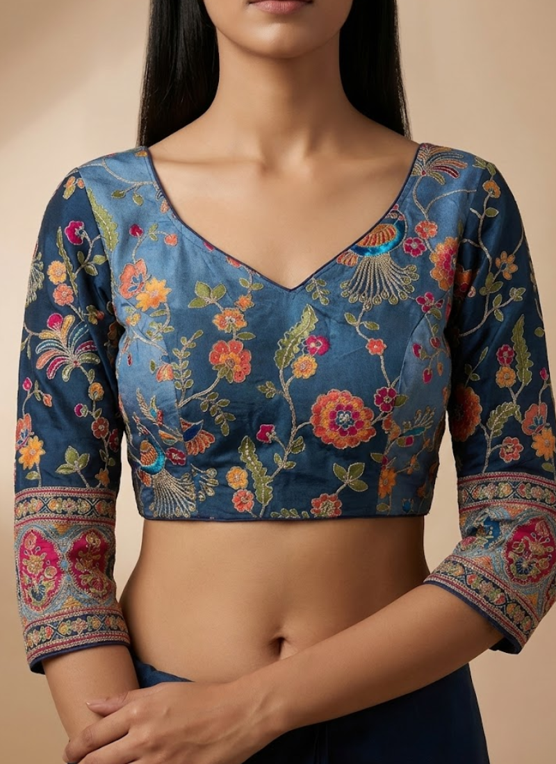 Exclusive Wedding Blouse in Pure Crepe with 3/4 Sleeves