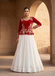 Pure Chinon Lehenga Choli with Embroidery & Sequins Work (Flair 5.5m, Size 44) 4