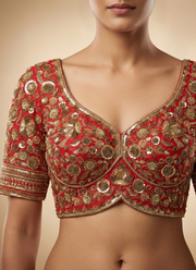 Heavy Jari & Beads Work Pure Roman Silk Blouse 6