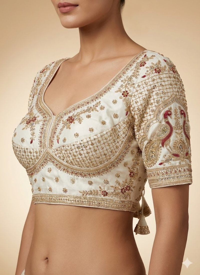 Partywear Women’s Blouse with Premium Padding & Back‑Open Design