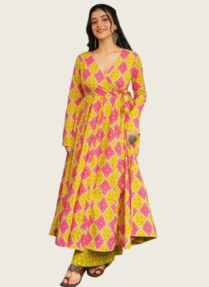 Heavy Rayon Anarkali Gown with Digital Print & 3.5m Flair | Gleemium fashion