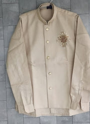Diwali Linen Koti Set for Men – Handwork Brooch Koti, Shirt & Polo Pant 14